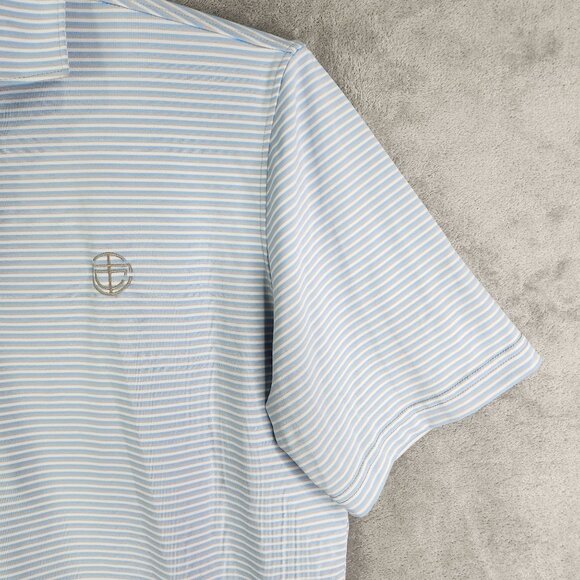 Men's Stitch Golf Striped Polo Shirt Blue Gray & White Short Sleeve Size M/L - Picture 3 of 11